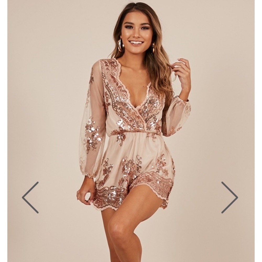 Showpo Big Baller Playsuit/Romper Rose Gold Sequin